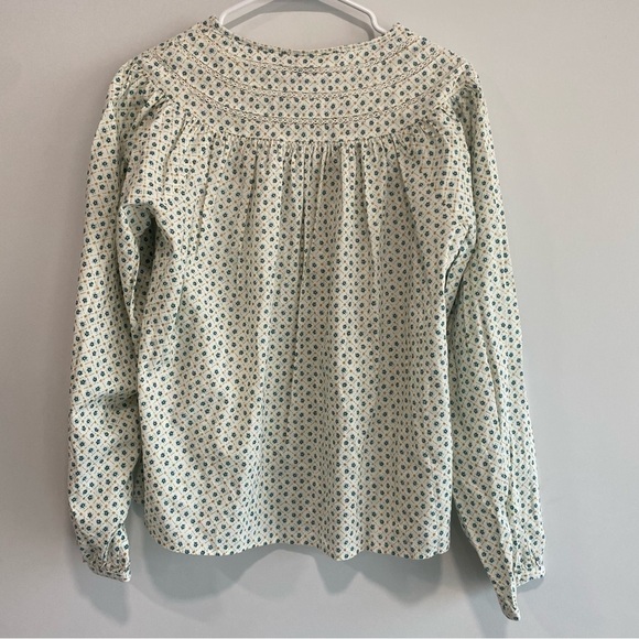 Universal Thread Cream Floral Balloon Sleeve Pullover Top Front Ties Size S - Picture 5 of 10